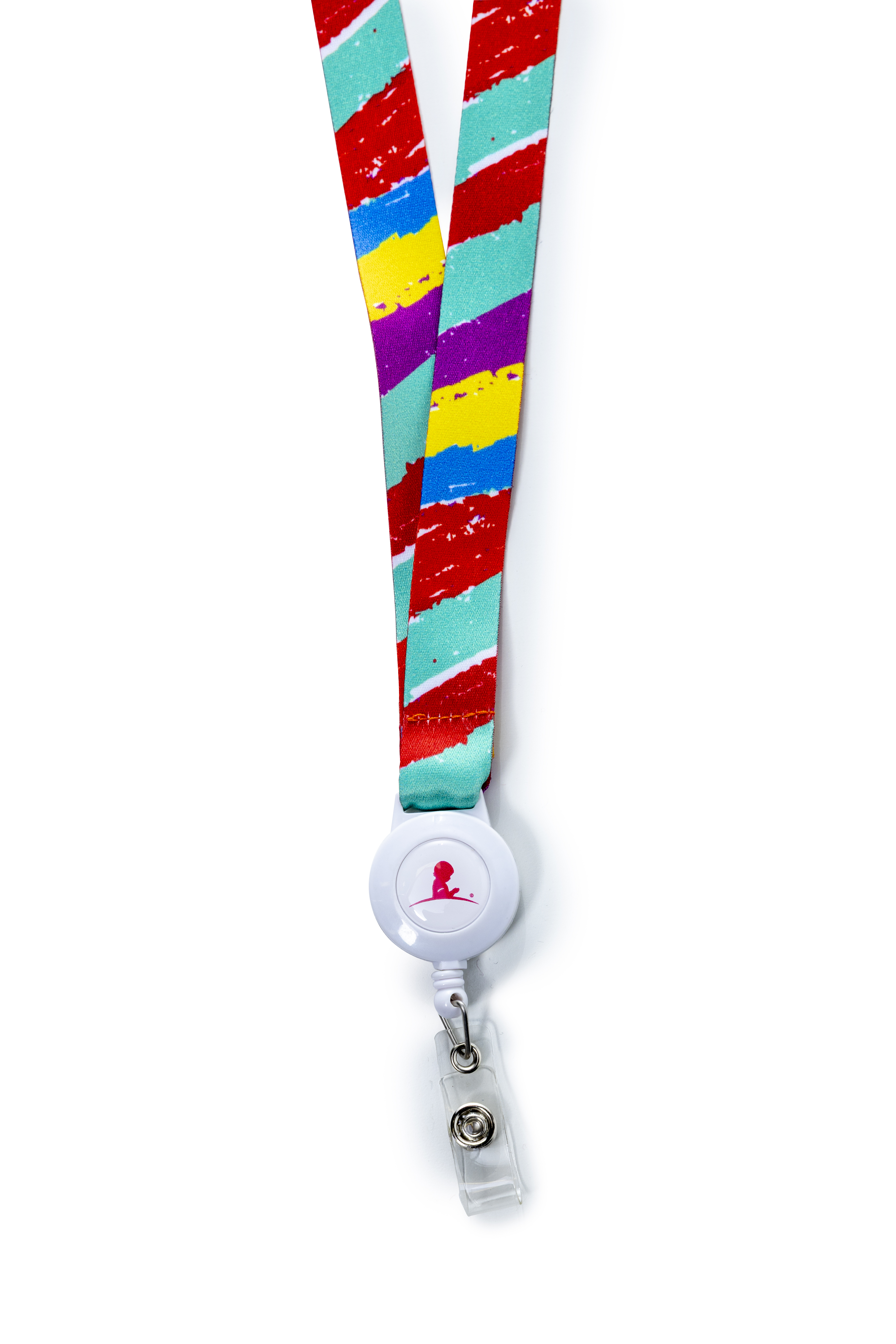 Primary image Patient Art Rainbow Striped Lanyard - Bailey